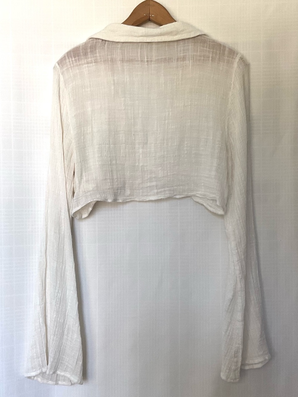 Free People Soft Ivory Gauze crop top with bell sleeves - Picture 2 of 6